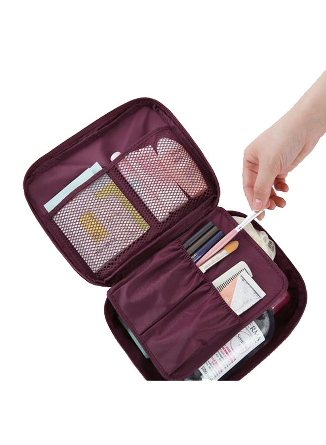 OUTAD Nylon Zipper Cosmetic Bag Red - Image 3