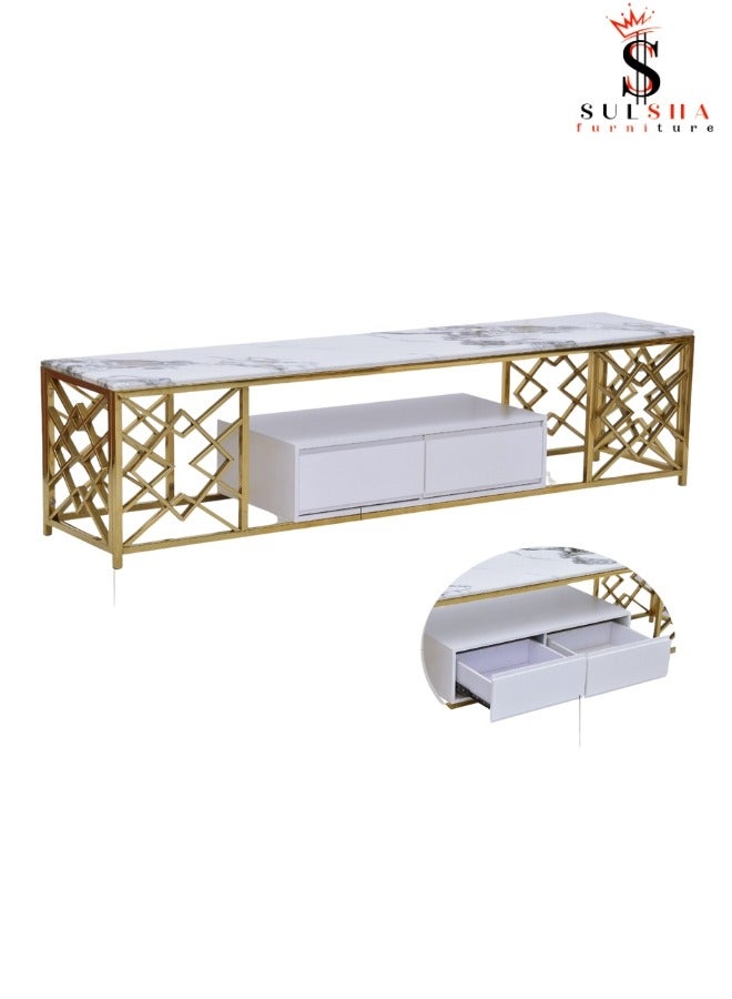 Sulsha Modern Ceramic Top Coffee Table Tea Table With Marble