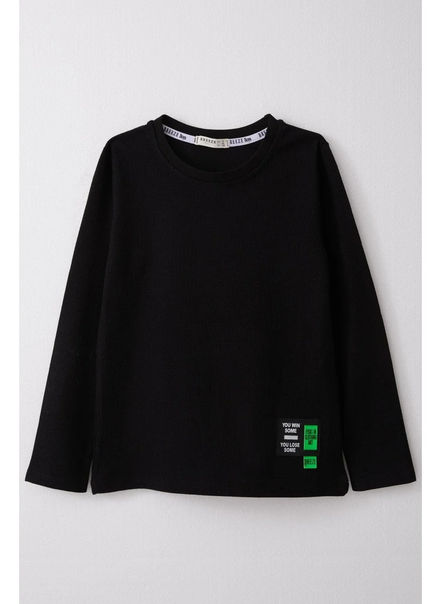 Breeze Boy Long Sleeve T-Shirt with Emblem 7-11 Years Black