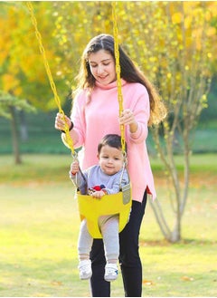 Funz Iron wall swing with Full Bucket seat and chains for outdoor Yellow  - Image 2