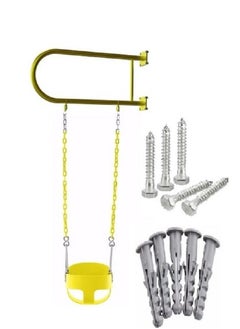 Funz Iron wall swing with Full Bucket seat and chains for outdoor Yellow  - Image 1