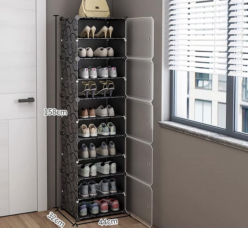 Zemic Plastic Shoe Rack Organizer - 30 Pair Tower Shelf Storage Cabinet Stand Expandable for Heels, Boots, Slippers (Grey) - Image 2