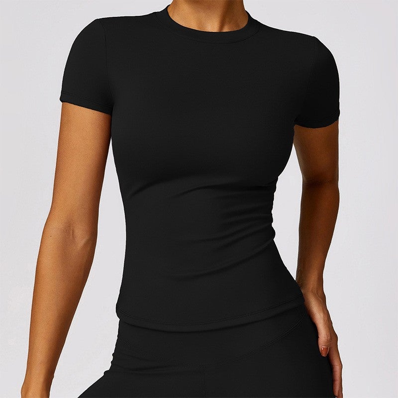 Women's Quick-Dry Cropped Yoga T-Shirt Short Sleeve Slim Fit Workout Top - Image 2