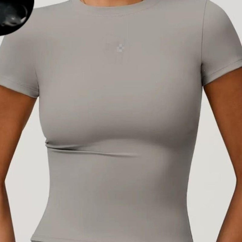 Women's Quick-Dry Cropped Yoga T-Shirt Short Sleeve Slim Fit Workout Top - Image 1