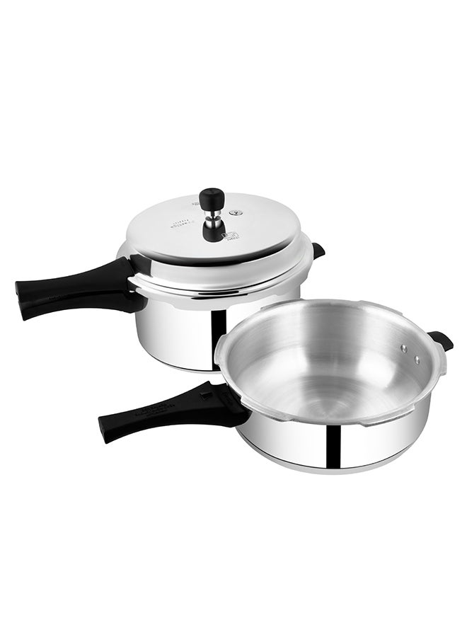 Prestige Popular Pressure Cooker with Lid 7.5 Ltr and Pressure Pan without Lid 3.5 Ltr | Aluminium Cooker|Heat Resistant Side Handles - Image 3