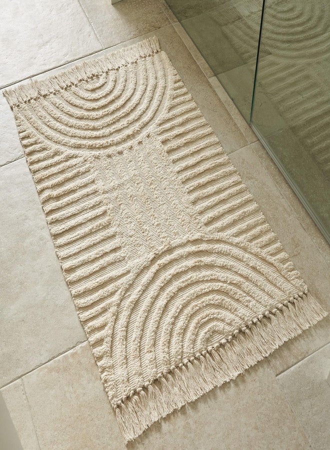 KIBAGA Beautiful Boho Rug with Tassels for Your Bathroom - Soft 2 x 3 ft. Cotton Rug Fits Perfectly Into Your Bath - Washable, Non-Slip Mat Ideal to Enhance Any Modern Home Decor, 24 x 36 inch - Image 1