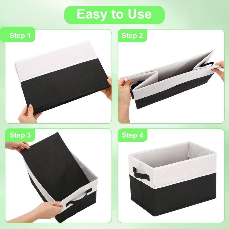 Wrrlors Large Shelf Storage Bins [4 Pack],Decorative Collapsible Storage Basket,Fabric Closet Organizer and Home Storage Cubes with Handles for Organizing Books, Clothes, Toys, Nurseryï¼ˆBlackï¼‰ - Image 4