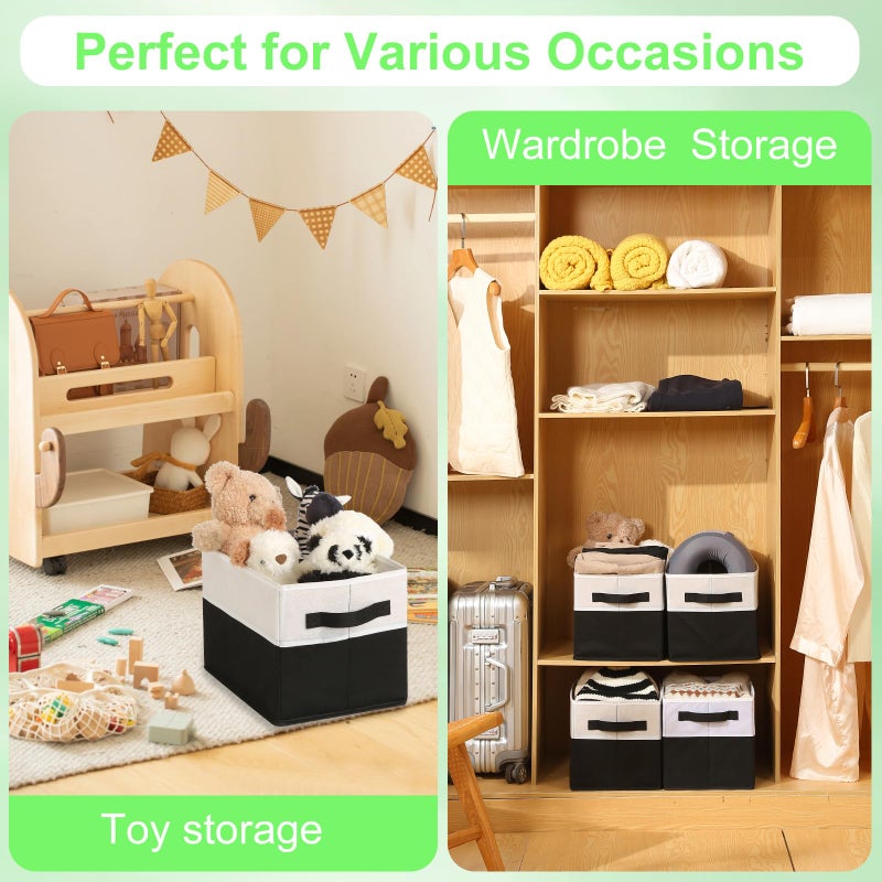 Wrrlors Large Shelf Storage Bins [4 Pack],Decorative Collapsible Storage Basket,Fabric Closet Organizer and Home Storage Cubes with Handles for Organizing Books, Clothes, Toys, Nurseryï¼ˆBlackï¼‰ - Image 5