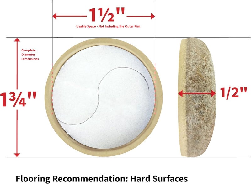 Super Sliders Secure Grip Formed Felt Movers For Furniture To Protect Hard Surfaces, 1.5"", Beige (20 Pack) - Image 4