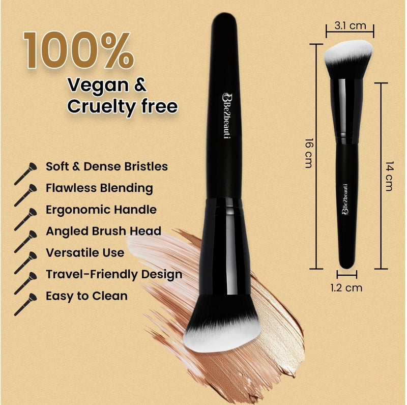 Be2beauti Be2beauti Blush Brush for Face Makeup – Multi-Functional Concealer & Contour Brush for Liquid, Cream & Powder – Soft Dense Vegan Kabuki Cheek Brush - Image 5