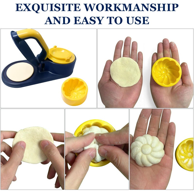WOPPOW 3 In 1 Dumpling Maker Press Kitchen Empanada Maker Press Baozi Bun Mold Manual Pastry Dumpling Wrapper Machine for Chinese Food, Empanada, Ravioli, Pierogi, Hand Pie (Light Blue) - Image 3