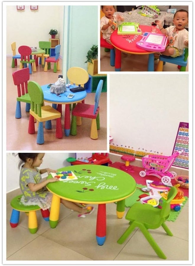 Rainbow Toys ألعاب قوس قزح [1 طاولة 4 كراسي] مجموعة طاولة وكراسي للأطفال - مكتب دراسة بلاستيكي، طاولة طعام دائرية حمراء | كرسي منزلي، UMR5RW17111 - Image 5