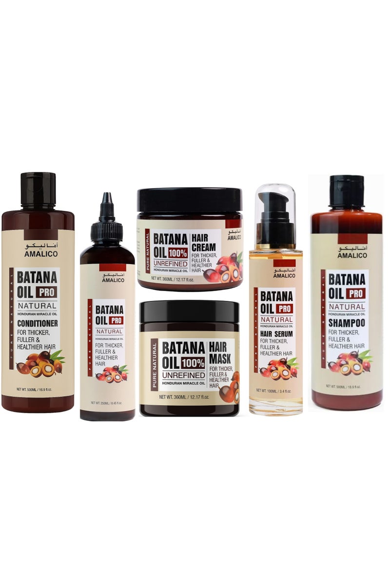 AMALICO Batana Oil Pro Natural Hair Care Set Shampoo, Conditioner, Serum, OIL, Cream, and Mask - Image 1