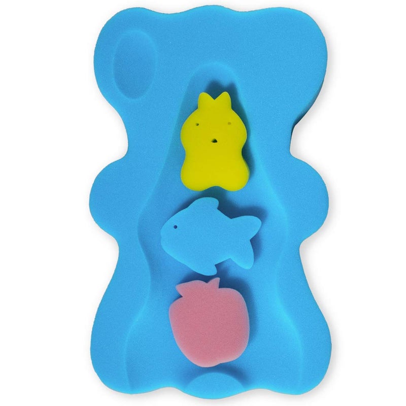 HALLO Soft Infant Bath Sponge Skid Proof Baby Bath Mat Newborn Odor Free Blue - Image 1