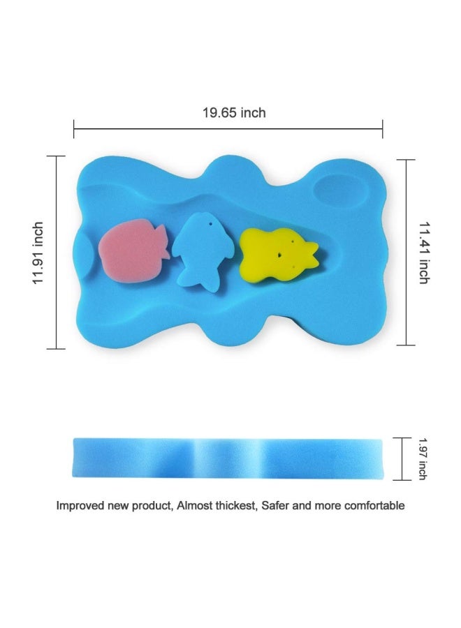 HALLO Soft Infant Bath Sponge Skid Proof Baby Bath Mat Newborn Odor Free Blue - Image 4