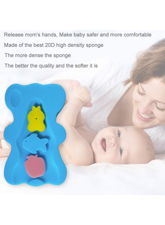 HALLO Soft Infant Bath Sponge Skid Proof Baby Bath Mat Newborn Odor Free Blue - Image 3