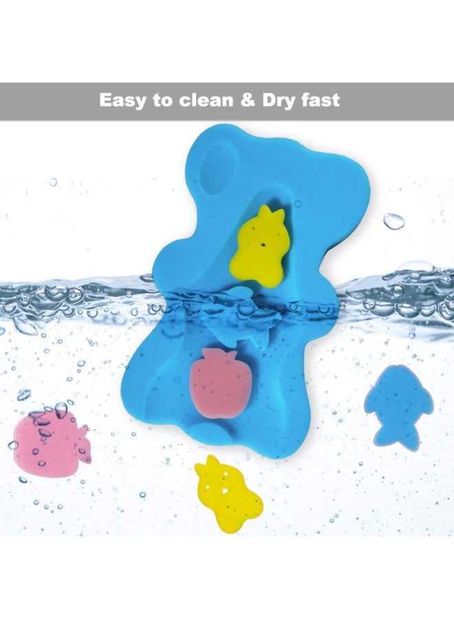 HALLO Soft Infant Bath Sponge Skid Proof Baby Bath Mat Newborn Odor Free Blue - Image 5