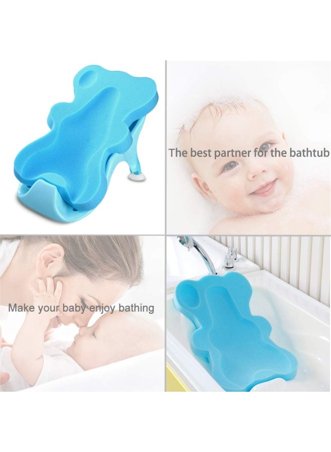 HALLO Soft Infant Bath Sponge Skid Proof Baby Bath Mat Newborn Odor Free Blue - Image 2