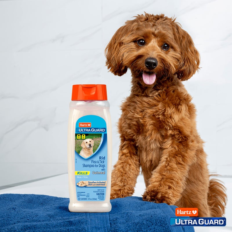 Hartz UltraGuard Rid Flea & Tick Oatmeal Dog Shampoo, 18 oz Bottle - Image 4