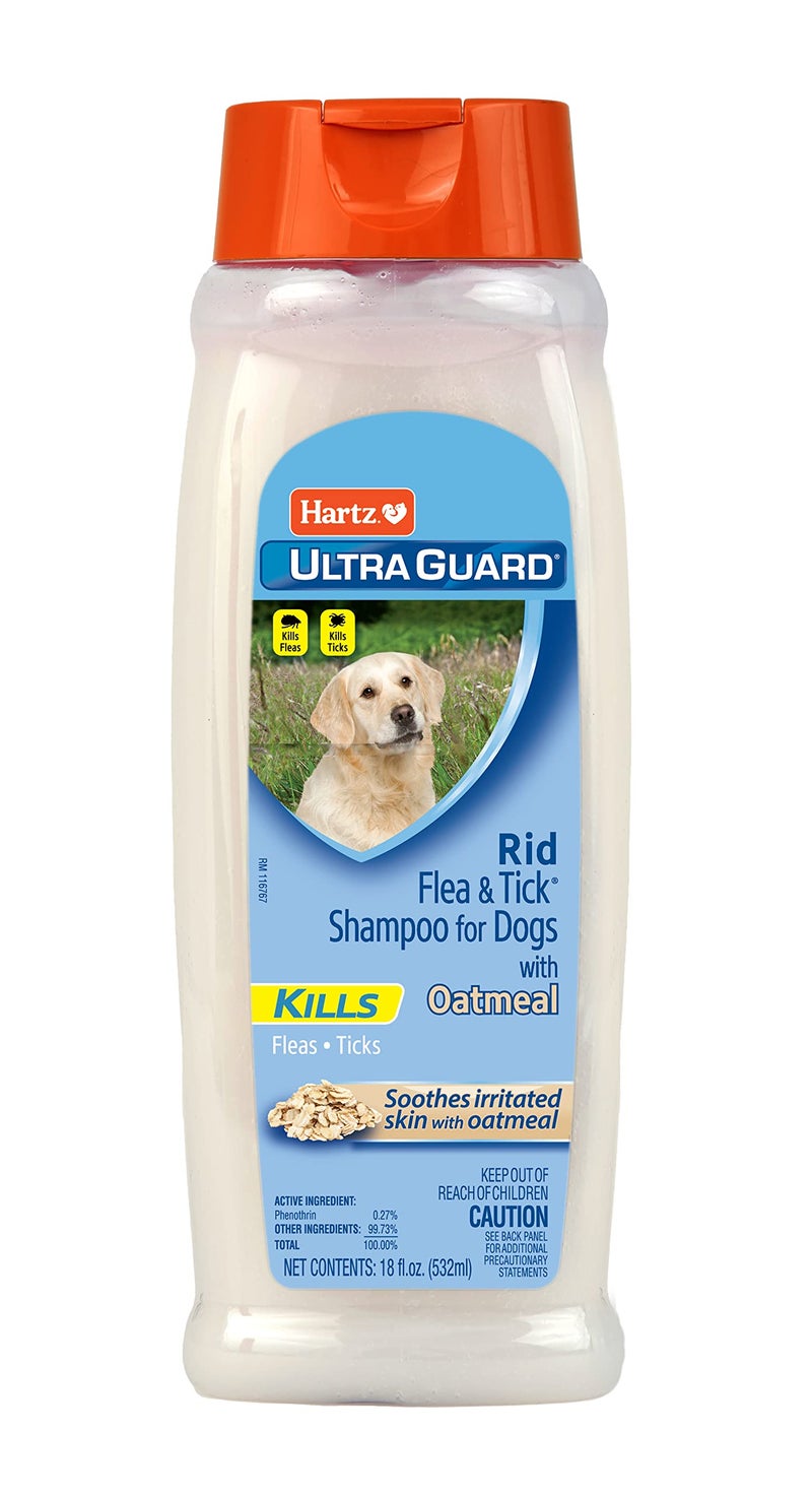 Hartz UltraGuard Rid Flea & Tick Oatmeal Dog Shampoo, 18 oz Bottle - Image 1