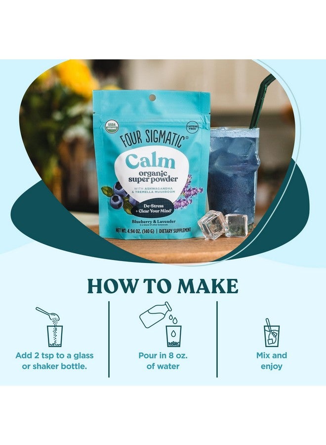 Four Sigmatic Calm Super Powder | Organic Superfood Powder with Magnesium Citrate, Organic Chamomile Extract, and Tremella Mushroom Extract | Blueberry Drink Mix (4.94 oz.) - Image 3