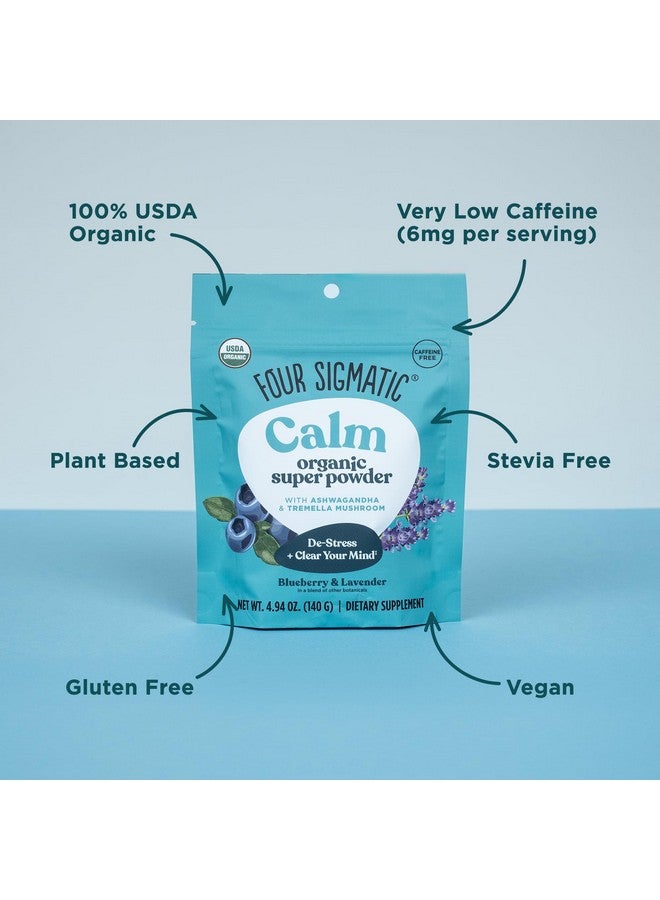 Four Sigmatic Calm Super Powder | Organic Superfood Powder with Magnesium Citrate, Organic Chamomile Extract, and Tremella Mushroom Extract | Blueberry Drink Mix (4.94 oz.) - Image 2