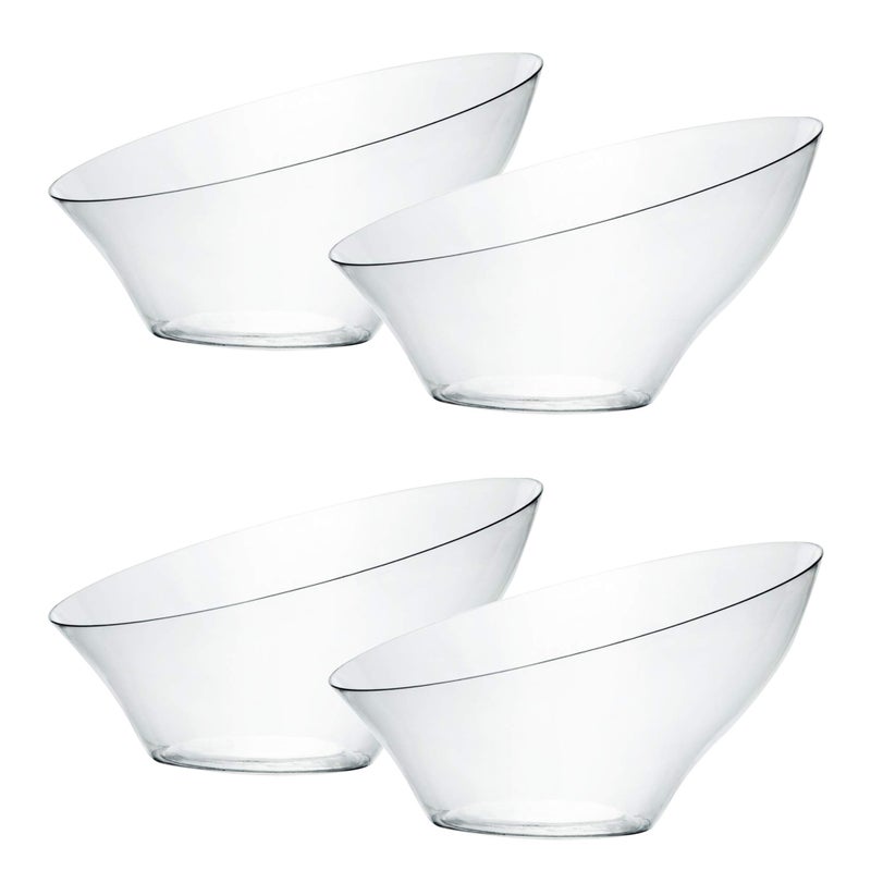 PLASTICPRO Disposable Angled Plastic Bowls Round Small Serving Bowl Elegant for Partys Snack or Salad Bowl Clear Pack of 8