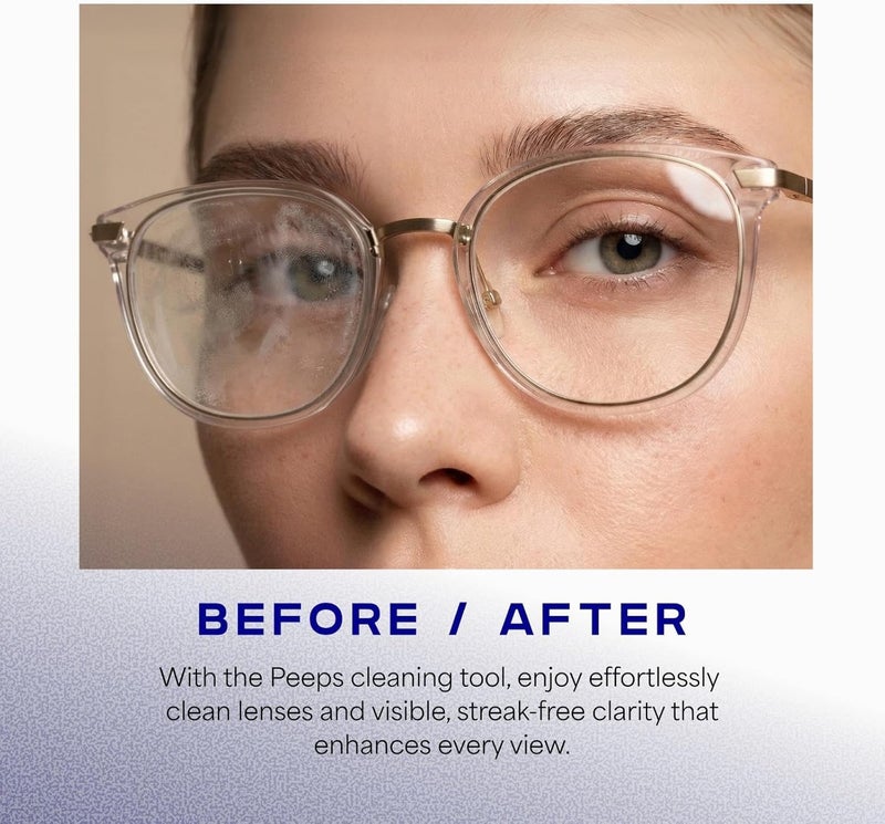 Peeps Glasses Cleaner - for Eyeglasses, Reading Glasses, and More - Lens Cleaner with Carbon Microfiber Tech-Injected Blue-1 Count (Pack of 1) - Image 4