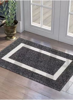 1-Piece Modern Geometric Non-Slip Doormat Outdoor Floor Mat Polypropylene Fibre Black/White 80 x 50 Centimeter