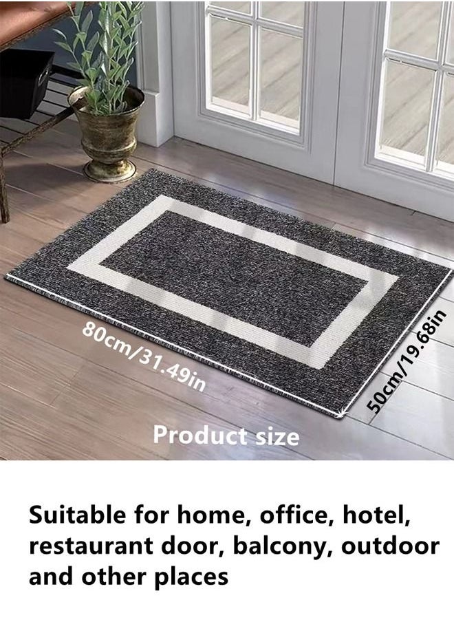 Kutis - 1-Piece Modern Geometric Non-Slip Doormat Outdoor Floor Mat Polypropylene Fibre Black/White 80 x 50 Centimeter - Image 1