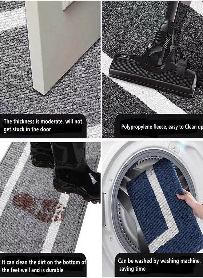 Kutis - 1-Piece Modern Geometric Non-Slip Doormat Outdoor Floor Mat Polypropylene Fibre Black/White 80 x 50 Centimeter - Image 1