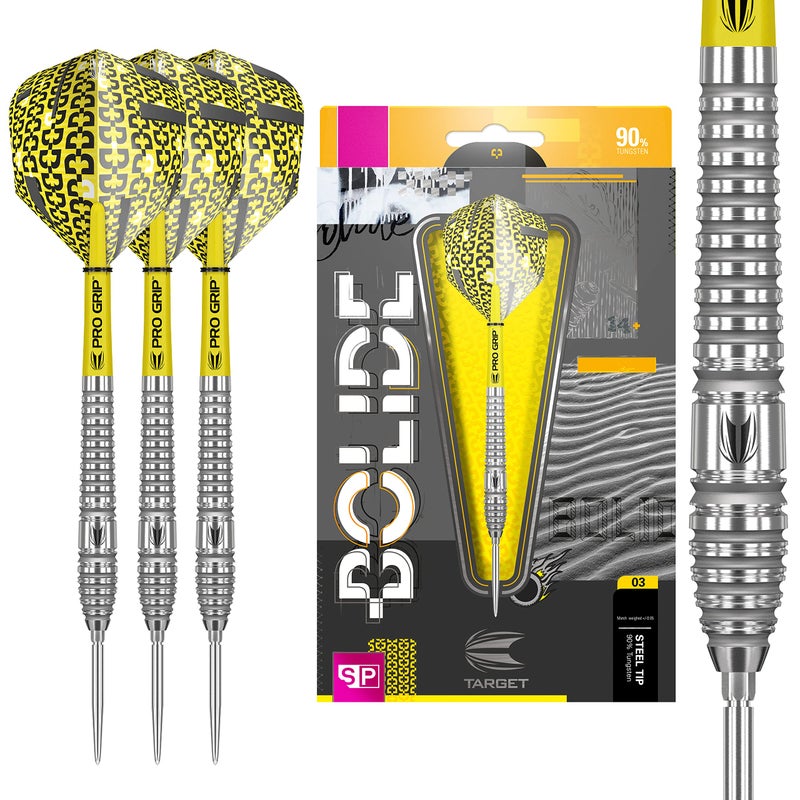 Target Darts Bolide Tungsten Soft Tip Darts Set, Yellow, 26G (190059) - Image 1