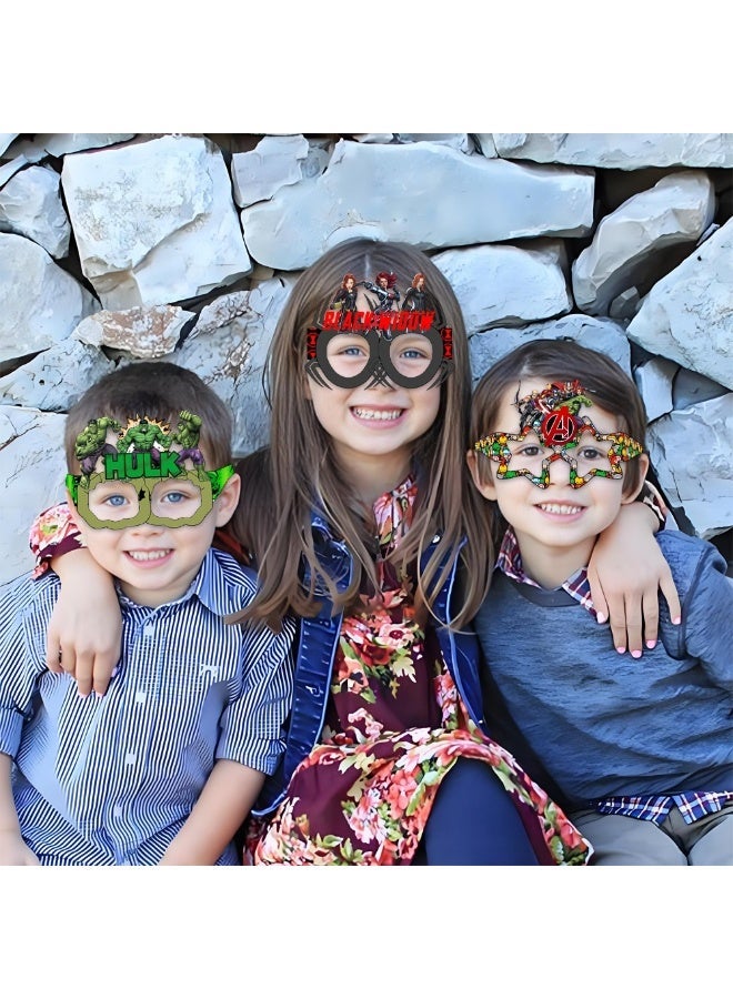 16 Packs Party Paper Glasses, Fancy Dress Props for Fun Cartoon Themed Kids Party,Funny Paper Glasses, Favors Cartoon Party Supplies, Cartoon Themed Party Decoration - Image 1