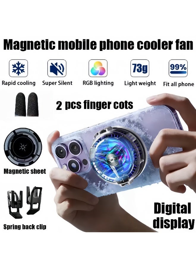 Phone Cooler, Phone Cooling Fan for Gaming, 2 Modes, Adsorption Design, Semiconductor Phone Cooler with RGB Light,Mini Phone Cooler for Mobile Phone Tablet PC - Image 1