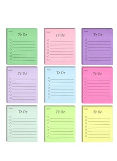 KASTWAVE 450 Sheets 9 Pads to Do List Sticky Notes, 3.5x3 in Lined Sticky Notes Adhesive Cute to Do List Notepad for Planner Checklist Office Supplies, Daily Shopping Planner List, 9 Colors  - Image 1