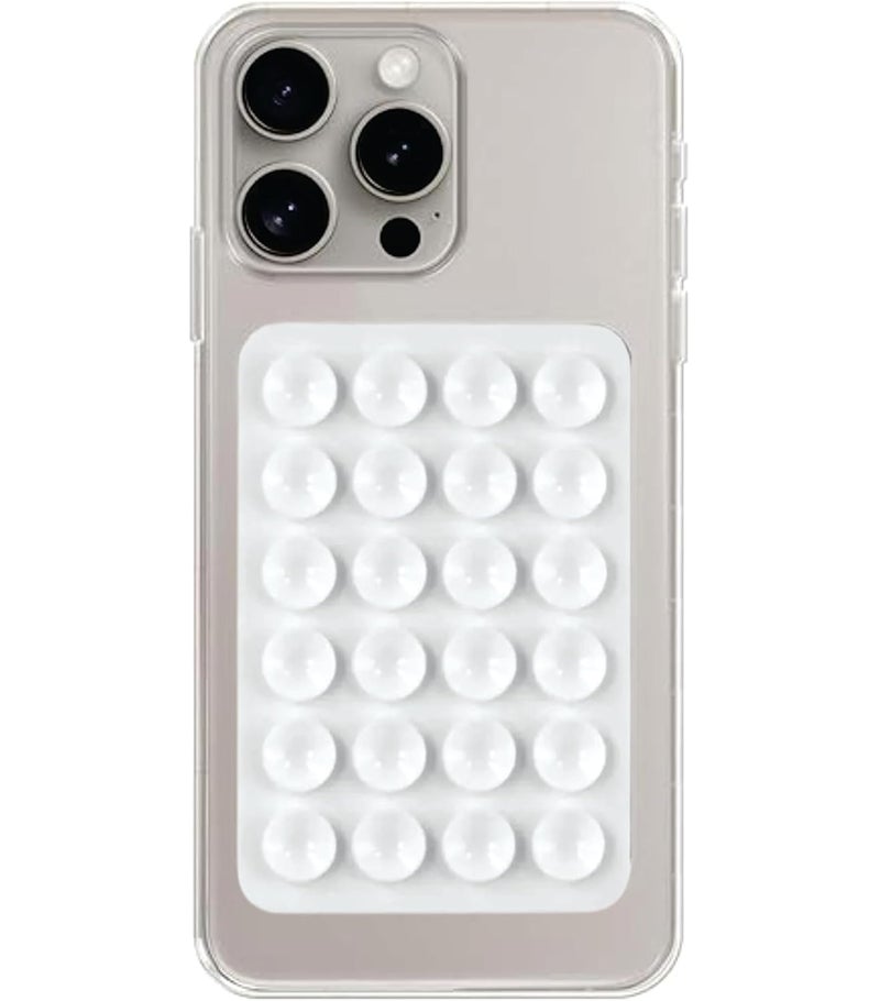 VRONZO Suction Phone Case Anti-Slip Silicone Back Cover, Multipurpose Hands-Free Sticky Pads for Phone Adhesive Mount for Selfies Videos Mirror (Pack of 1) (White) - Image 1