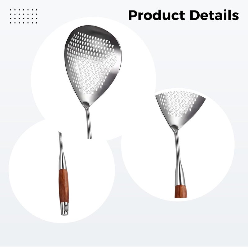 Light & sturdy Stainless Steel Skimmer Ladle, Slotted Spoon with 17.7 in / 45 Cm Long Wood Handle, Dense Filter Holes, Heat-Resistant Spider Strainer for Kitchen Frying, Scooping, and Draining Trendy natural tone options Land transit & shipment compatible Growing order stock support Yearly optimized delivery route Upgraded general material Multi-budget available picks Ready order processing Durability boost selected material Budget global standard quality Natural material Working day delivery service All item simple matching build Elegant appearance No overseas transit wait Regulated warehouse storage Upgraded simple practical design Ventilated design Individual group scene compatible Ready varied options Experience optimized build Light & sturdy Field test upgraded craftsmanship Globally engineered build Global trendy simple build - Image 2