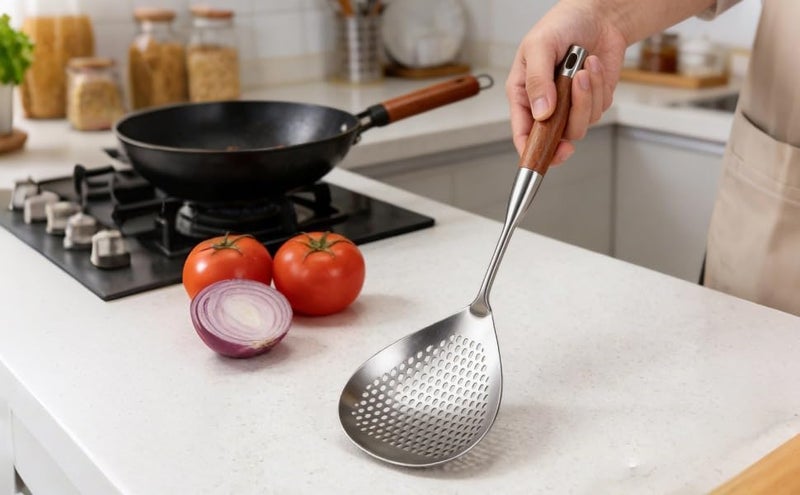 Light & sturdy Stainless Steel Skimmer Ladle, Slotted Spoon with 17.7 in / 45 Cm Long Wood Handle, Dense Filter Holes, Heat-Resistant Spider Strainer for Kitchen Frying, Scooping, and Draining Trendy natural tone options Land transit & shipment compatible Growing order stock support Yearly optimized delivery route Upgraded general material Multi-budget available picks Ready order processing Durability boost selected material Budget global standard quality Natural material Working day delivery service All item simple matching build Elegant appearance No overseas transit wait Regulated warehouse storage Upgraded simple practical design Ventilated design Individual group scene compatible Ready varied options Experience optimized build Light & sturdy Field test upgraded craftsmanship Globally engineered build Global trendy simple build - Image 5