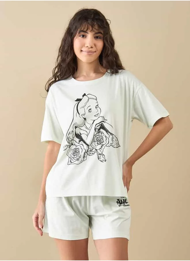 FAV Alice in Wonderland Print T-shirt and Shorts Set