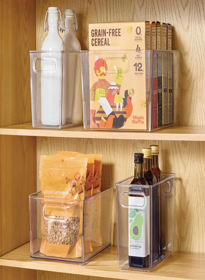 إنترديزاين صناديق تخزين المؤن من إنترديزاين آيديزاين بمقابض - صناديق تنظيمية للخزائن أو الثلاجة - طقم من قطعتين - شفاف - Image 3