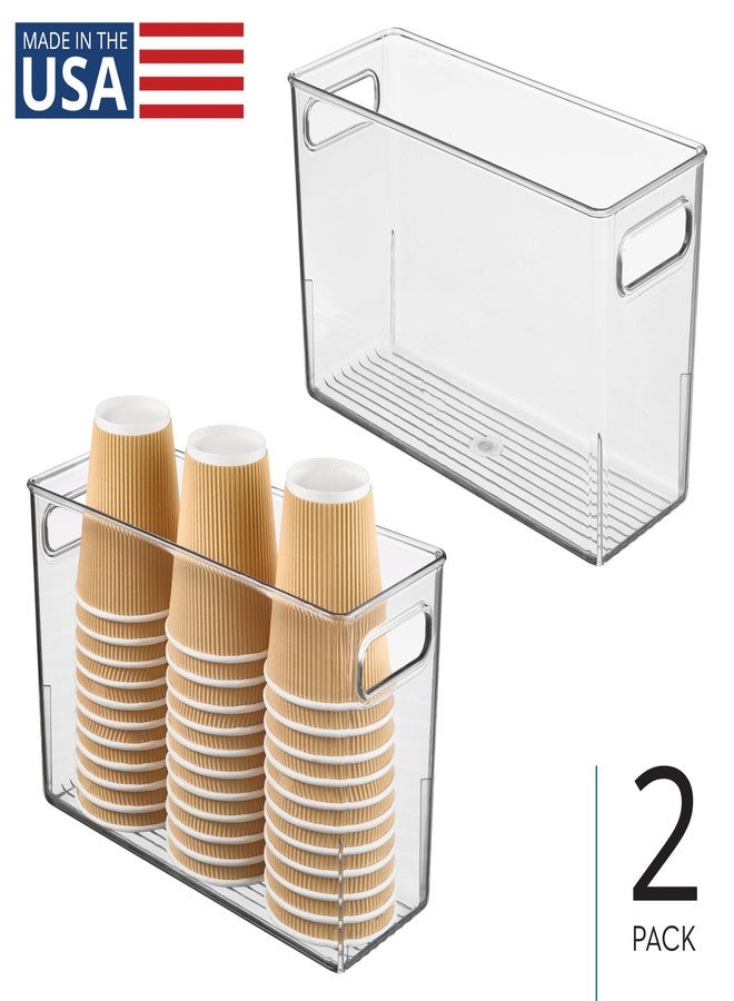 إنترديزاين صناديق تخزين المؤن من إنترديزاين آيديزاين بمقابض - صناديق تنظيمية للخزائن أو الثلاجة - طقم من قطعتين - شفاف - Image 2