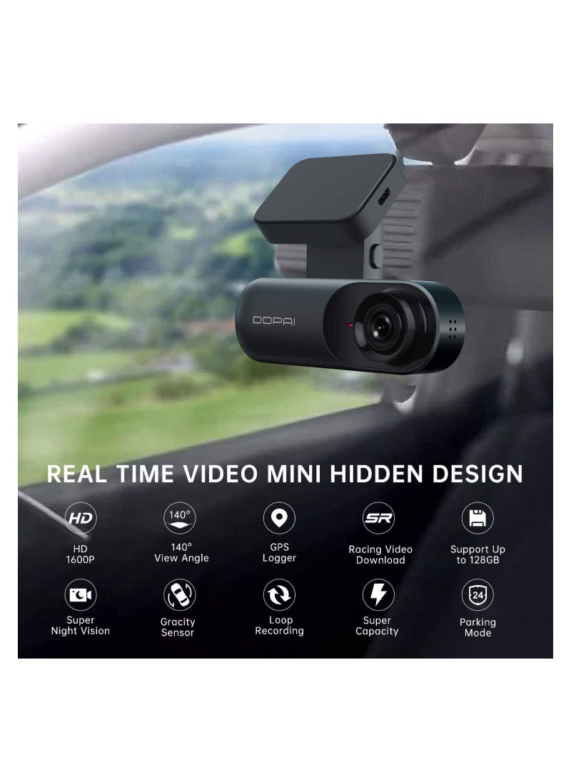 ddpai - Dash Cam Mola N3 Pro GPS Front Dash Cam 1600P, 2K Dash Cam Recorder Front Car Accident Dashboard Camera for Car, Infrared Night Vision,GPS Logging, 24hr Parking Mode, App Wi-Fi,128GB max - Image 1