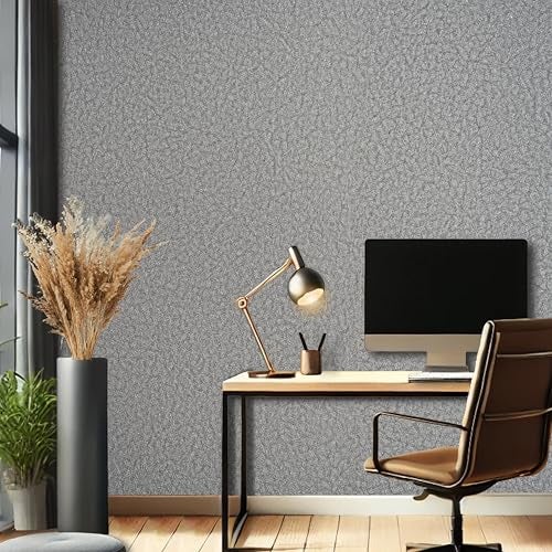 wolpin Non-Woven Wallpaper Non-Adhesive (53 x 950 CM) (Grey) | Textured Grey Glitter Wallpaper with Subtle Shine | Decorative Wall Covering for Home & Office (54.18 Sq Ft) - Image 4