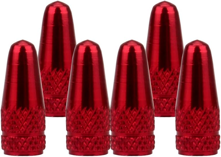 Senzeal 6pcs Presta Aluminum French Style Bicycle Air Tire Valve Caps Dust Covers Red - Image 1