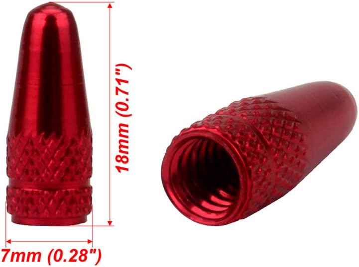 Senzeal 6pcs Presta Aluminum French Style Bicycle Air Tire Valve Caps Dust Covers Red - Image 3
