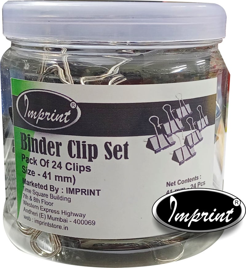 IMPRINT Large Binder Clips | 1.6Inch/41mm Width | Paper Clamps | Pack of 24 Pieces in a Transparent Jar - Image 2