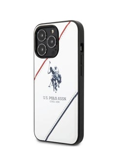 U.S. Polo Assn. USPA PU Leather Case with Embossed Double Line & Horse Logo iPhone 14 Pro Max Compatibility - White  - Image 2