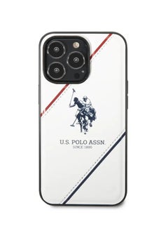 U.S. Polo Assn. USPA PU Leather Case with Embossed Double Line & Horse Logo iPhone 14 Pro Max Compatibility - White  - Image 3