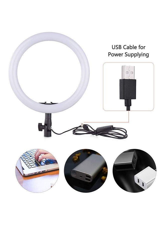Dimmable 10-Inch LED Ring Light With Tripod Stand White/Black/Gold - Image 3