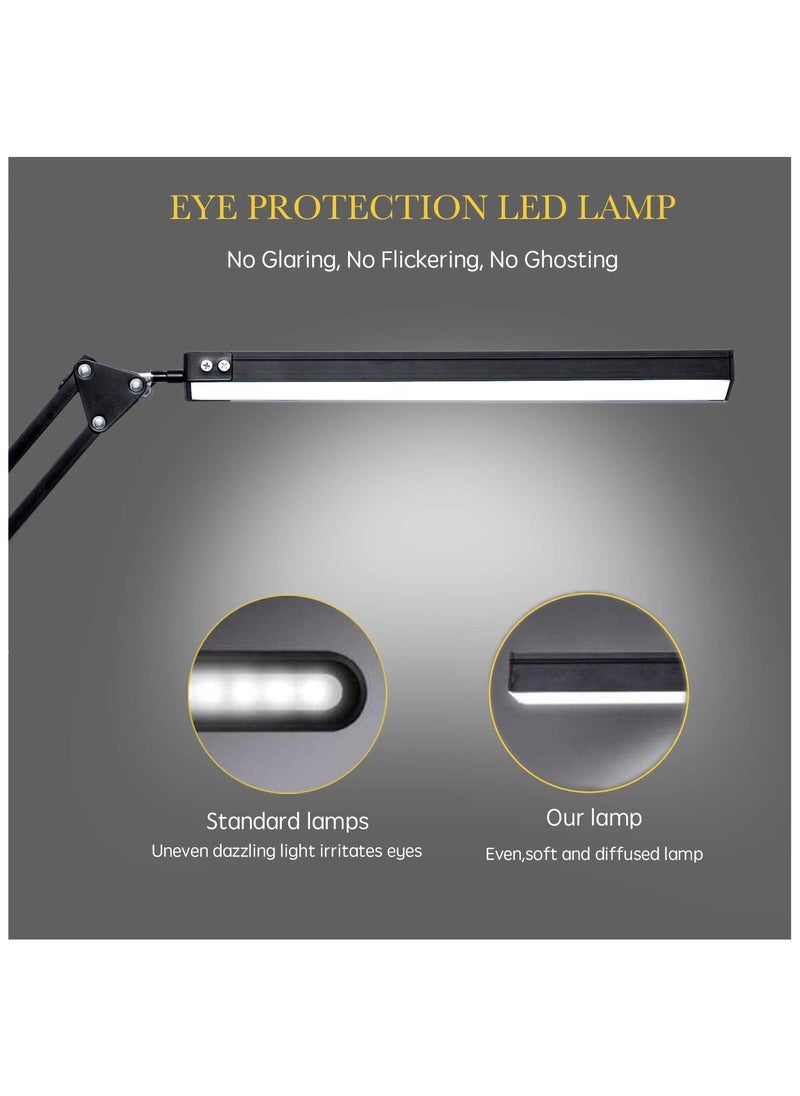 NNEWVANTE LED Desk Lamp, Adjustable Swing Arm Lamp with Clamp, Eye-Caring Reading Light, 10 Brightness Levels, 3 Lighting Modes, Memory Function Lamps for Home Office Adapter (Black)  - Image 4